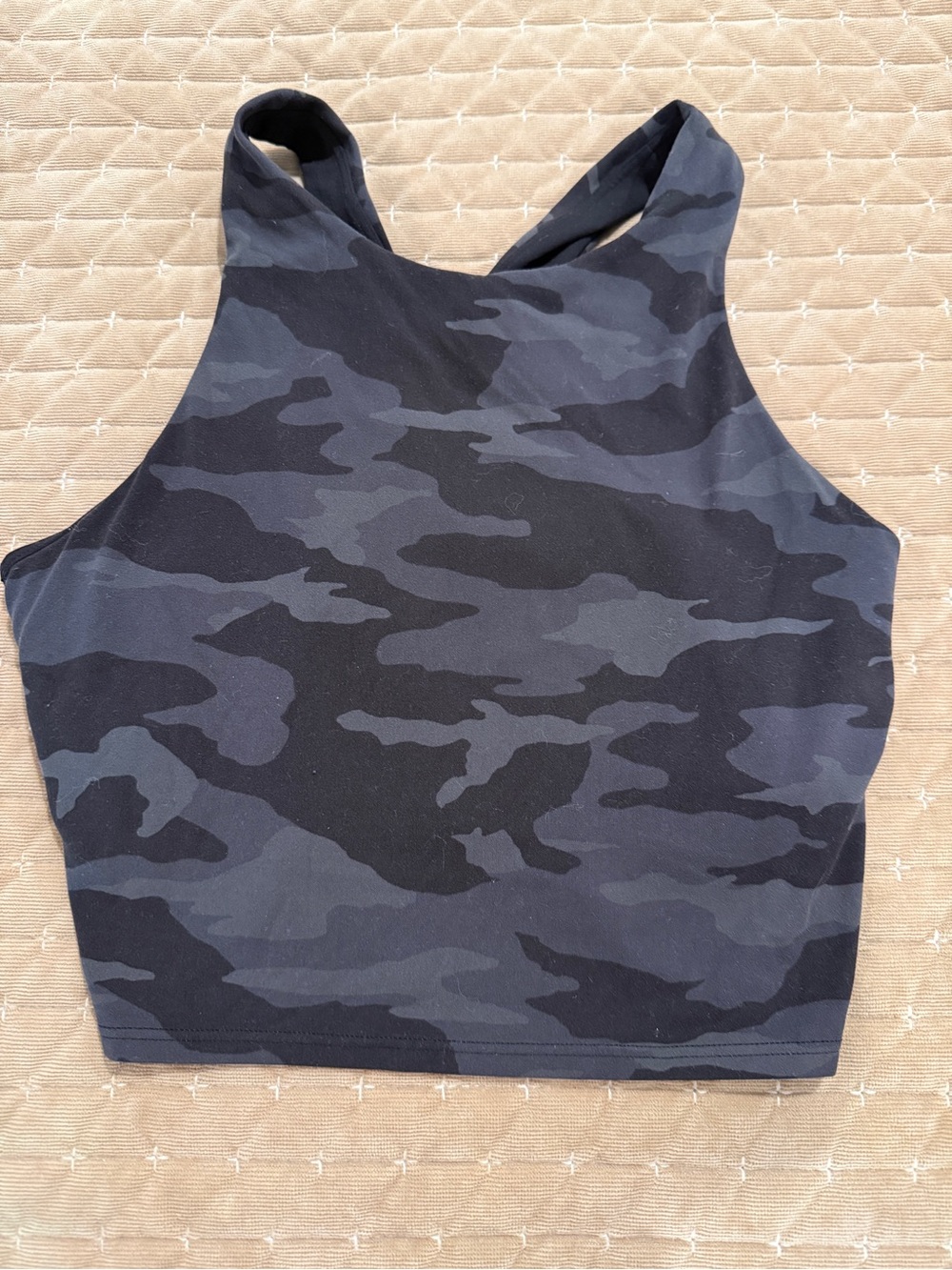 Athleta Black Camo Racerback Crop Top